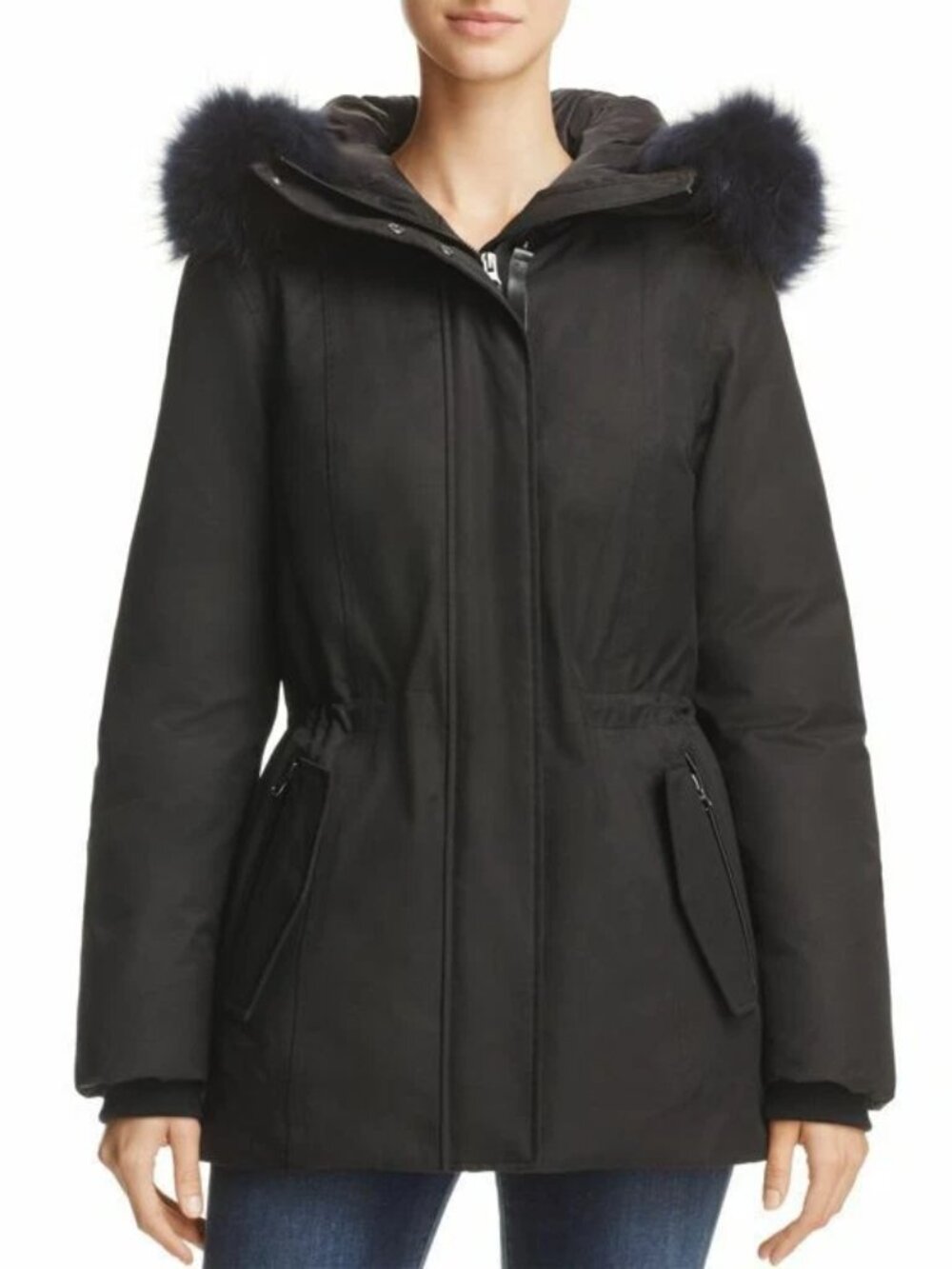 Mackage Danea Fur Trim Down Parka - Women's Size S - Navy / Red